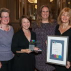 Claire Welsh of Red Lamb Marketing - winner of Spirit of SWIB 2014 (with judges)<br/><a href="gallery/swib_awards_aug2014/441/add/#comments">Add comment</a>